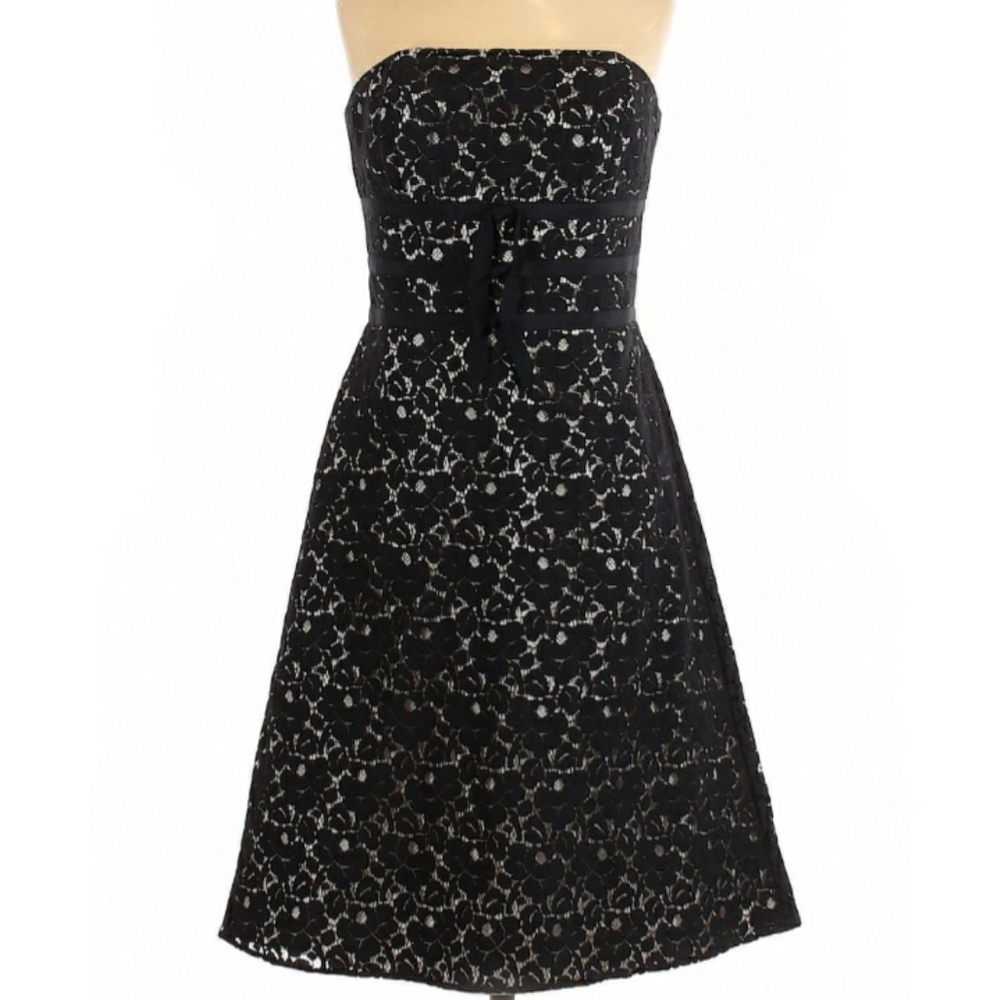 White House Black Market Floral Black Dress NWOT